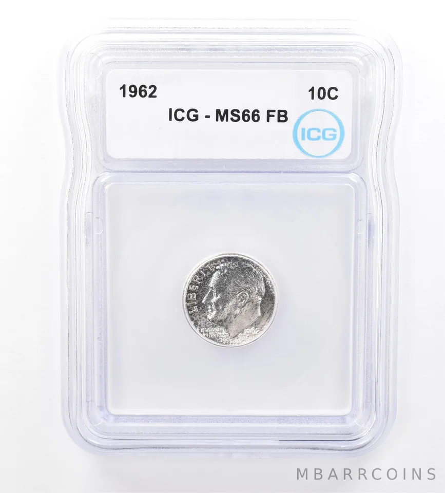 1962 Roosevelt Dime MS66 FB ICG Beautiful Tone a1624