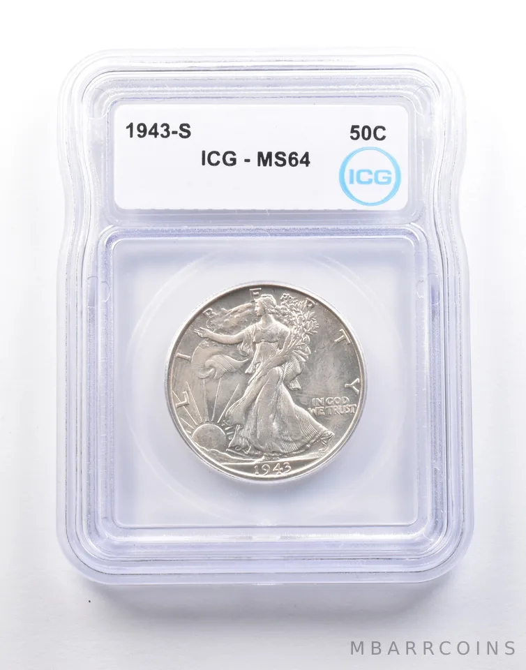 1943-S Walking Liberty Half Dollar MS64 ICG a5197