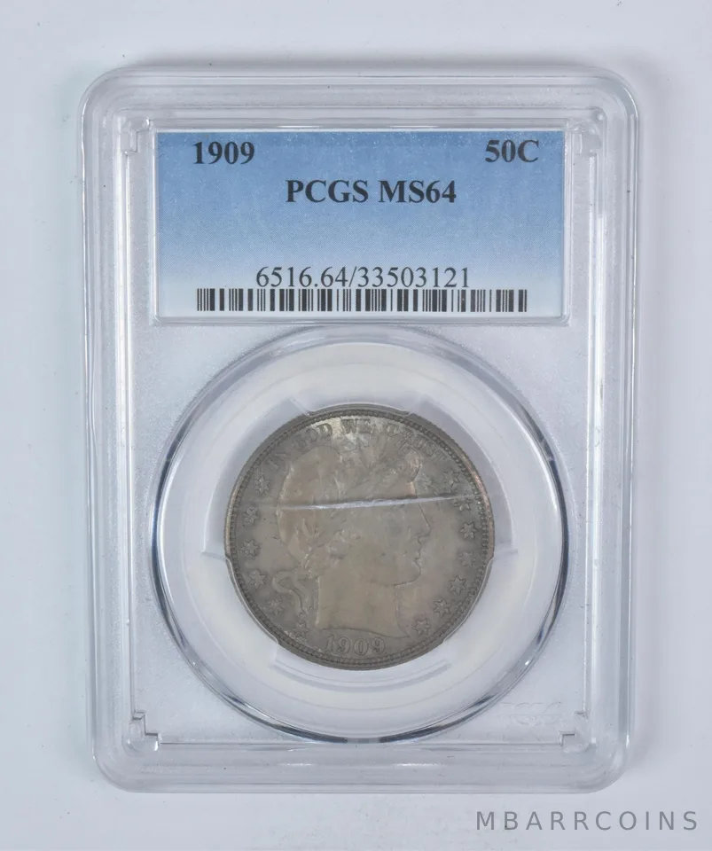 1909 Barber Half Dollar MS64 PCGS Beautiful Tone *5908