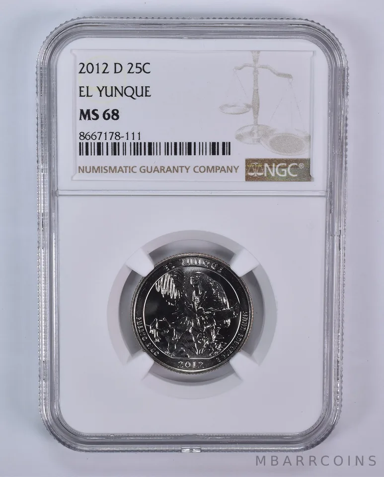 2012-D Washington Quarter ATB El Yunque MS68 NGC