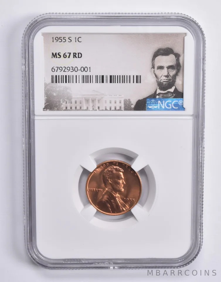 1955-S Lincoln Wheat Cent MS67 RD NGC Special Lbl