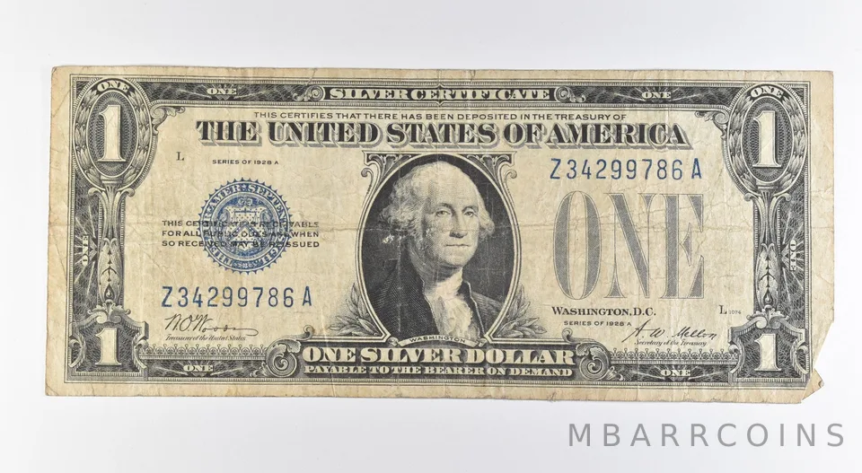 1928 A $1 Silver Certificate Blue Seal Fr#1601 *0407