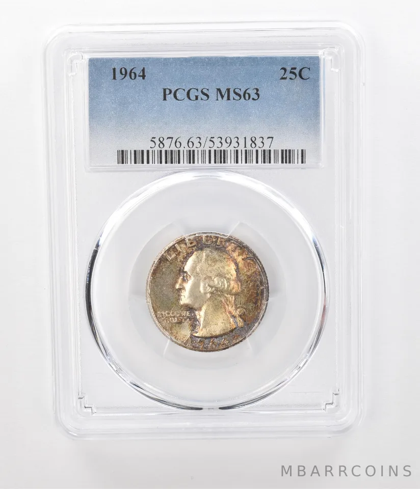 1964 Washington Quarter MS63 PCGS Beautiful Tone *1136