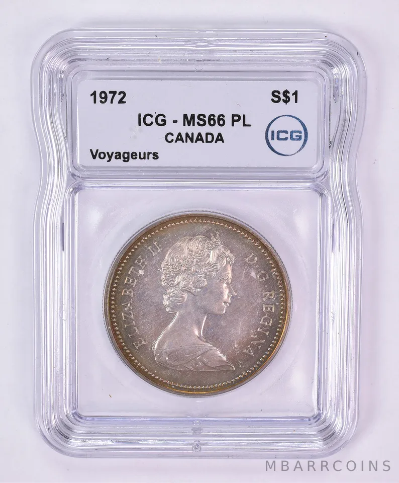 1972 Canada 1 Dollar Silver Voyageurs MS66 PL ICG Beautiful Tone *1180