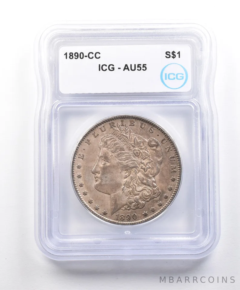 1890-CC Morgan Silver Dollar AU55 ICG *3264