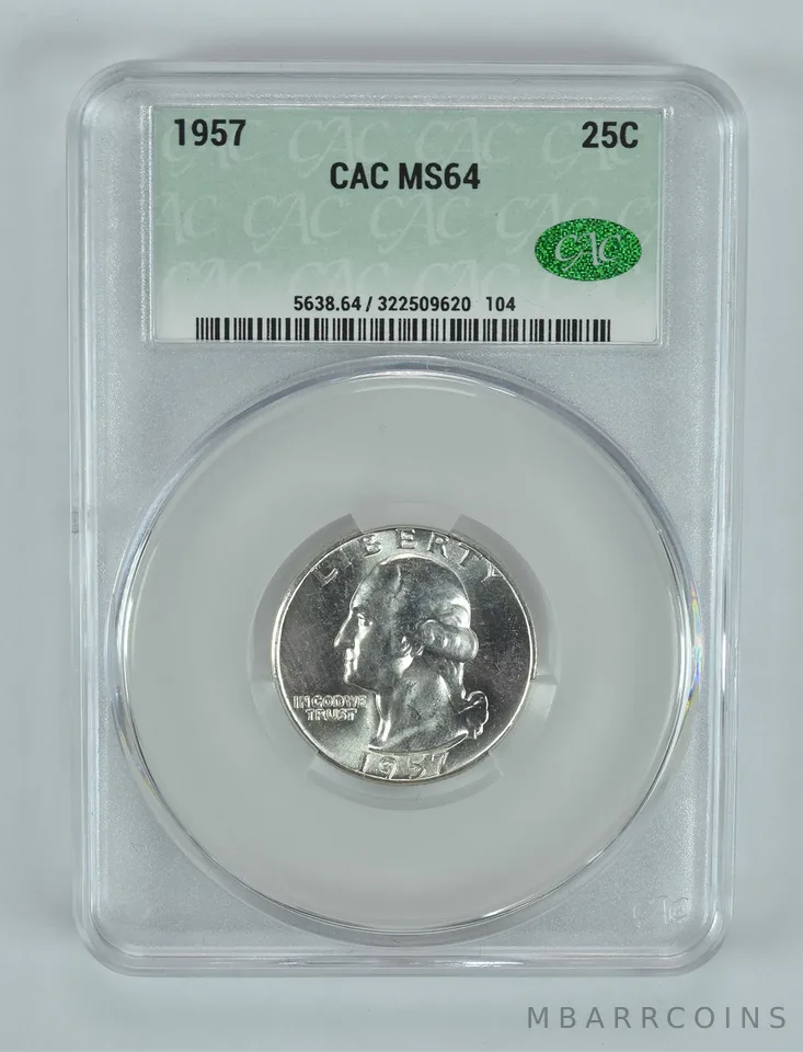1957 Washington Quarter MS64 CAC CACg