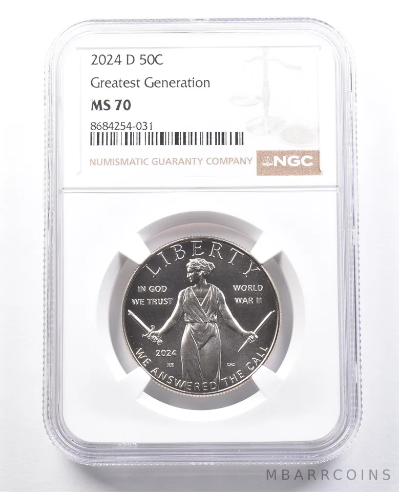 2024-D Greatest Generation Commemorative Half Dollar MS70 NGC