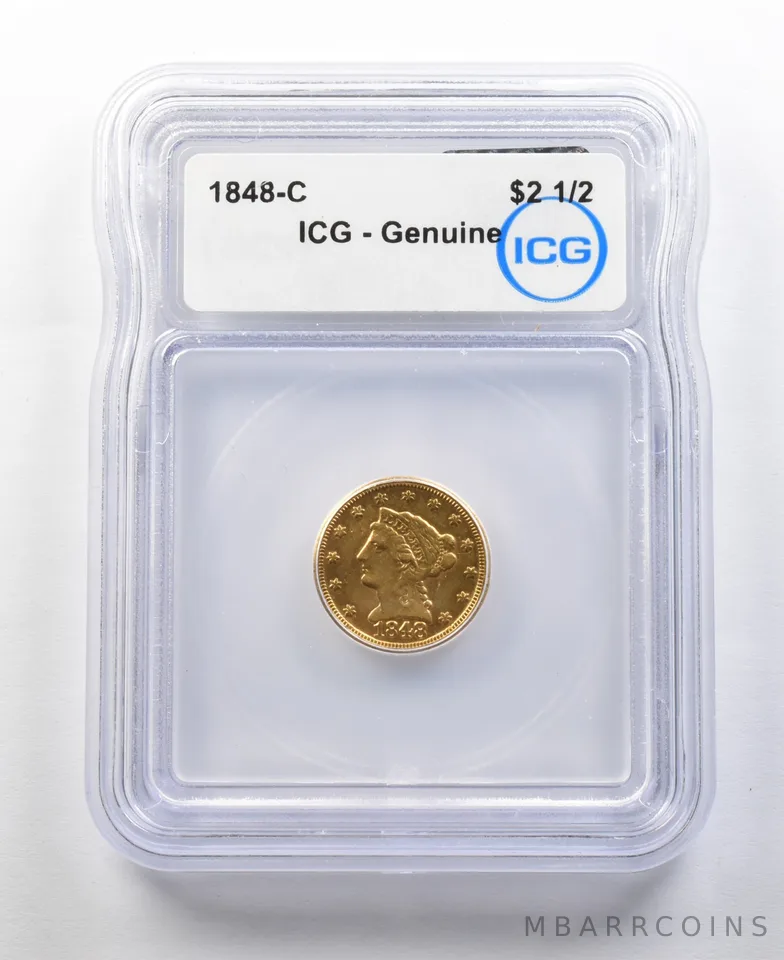 1848-C $2.50 Liberty Head Gold Quarter Eagle Genuine ICG a0335