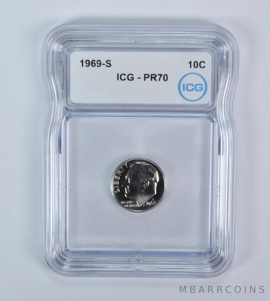 1969-S Roosevelt Dime PR70 ICG