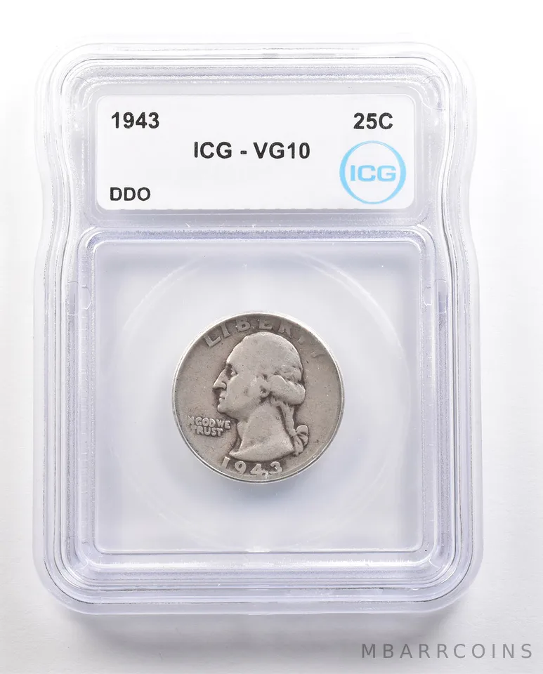 1943 Washington Quarter DDO VG10 ICG *6421