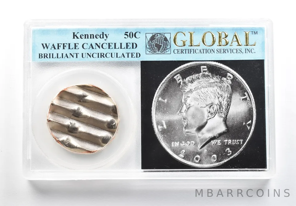 Kennedy Half Dollar Waffle Cancelled BU *6873