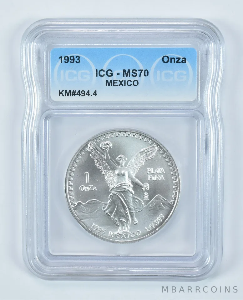 1993 Mexico 1 Onza Silver Libertad MS70 ICG