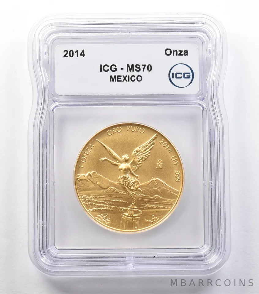 2014 Mo Mexico 1 Onza Gold Libertad MS70 ICG *2547