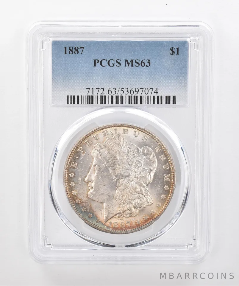 1887 Morgan Silver Dollar MS63 PCGS Beautiful Tone *1484