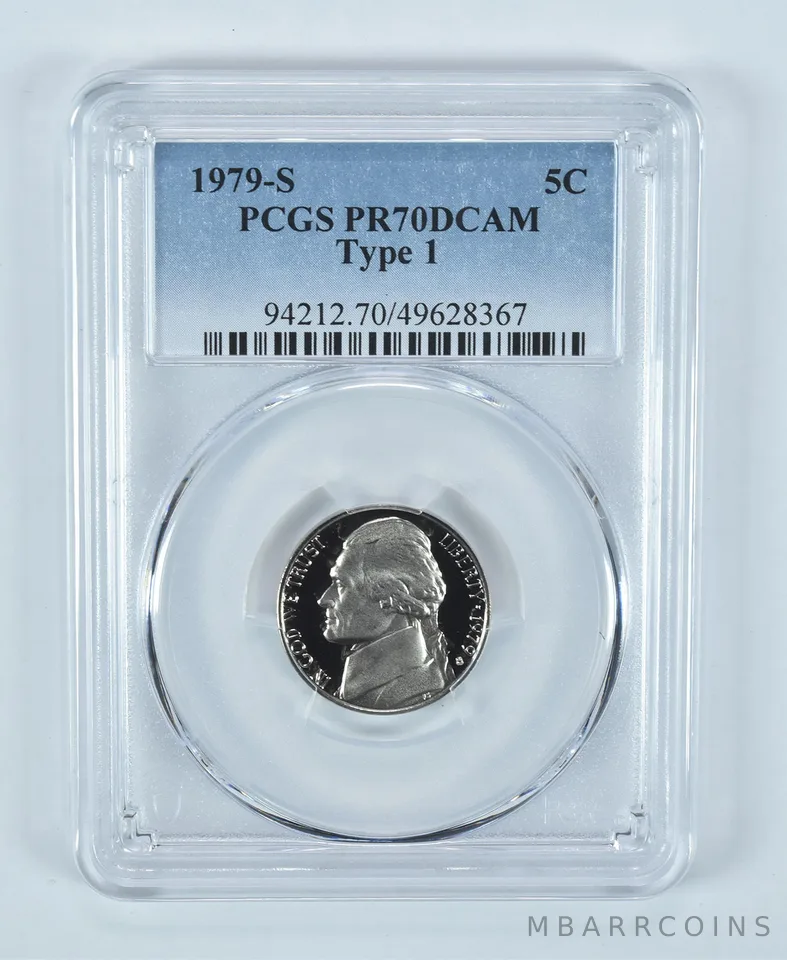 1979-S Jefferson Nickel Type 1 PR70 DCAM PCGS Blue Label