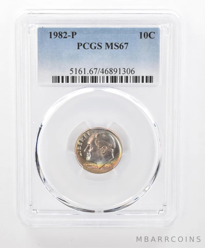 1982-P Roosevelt Dime MS67 PCGS Beautiful Tone *2768