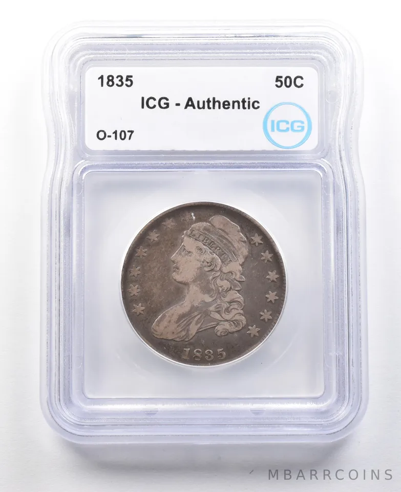 1835 Capped Bust Half Dollar O-107 Authentic ICG *3034