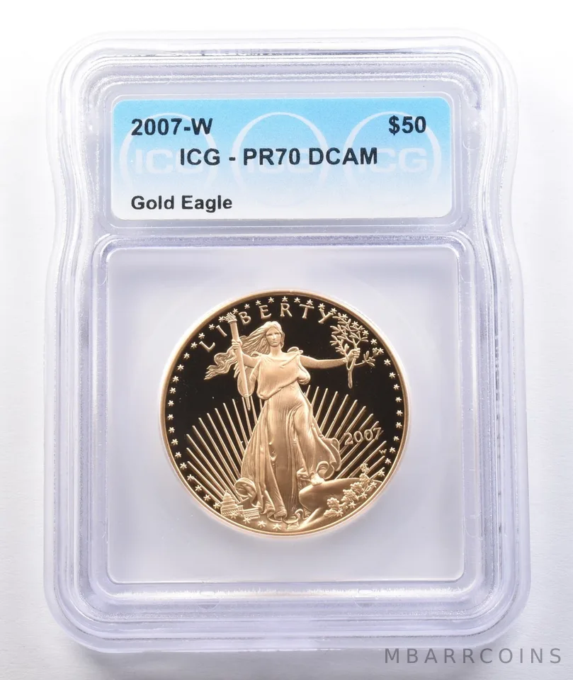 2007-W $50 American Gold Eagle 1 Oz Gold PR70 DCAM ICG