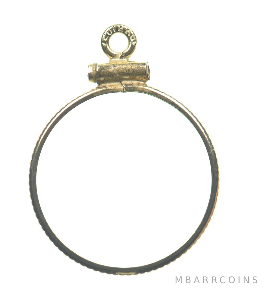 12k 0.6 Gram Gold Filled 15.5mm 1/10 Krugerrand Coin Bezel Pendant Frame *4888