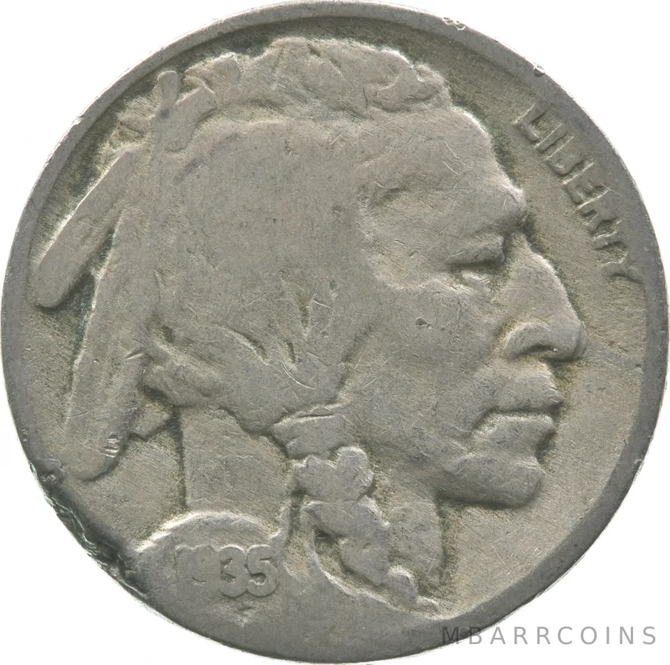 1935 Indian Head Buffalo Nickel Lamination Error *5078