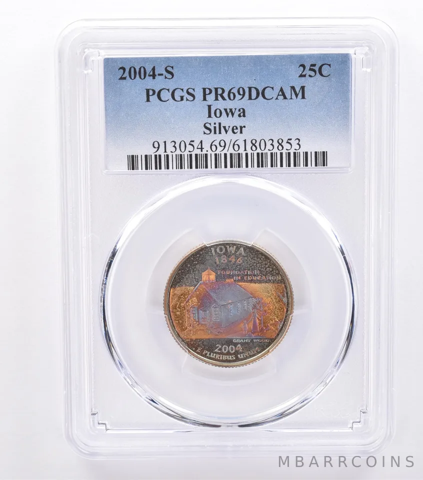2004-S Washington State Quarter Iowa Silver PR69 DCAM PCGS Beautiful Tone *8723