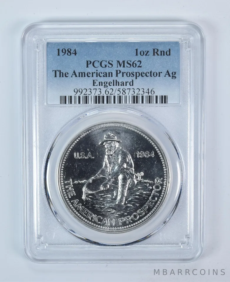 1984 Engelhard Prospector 1 Oz Silver Round MS62 PCGS