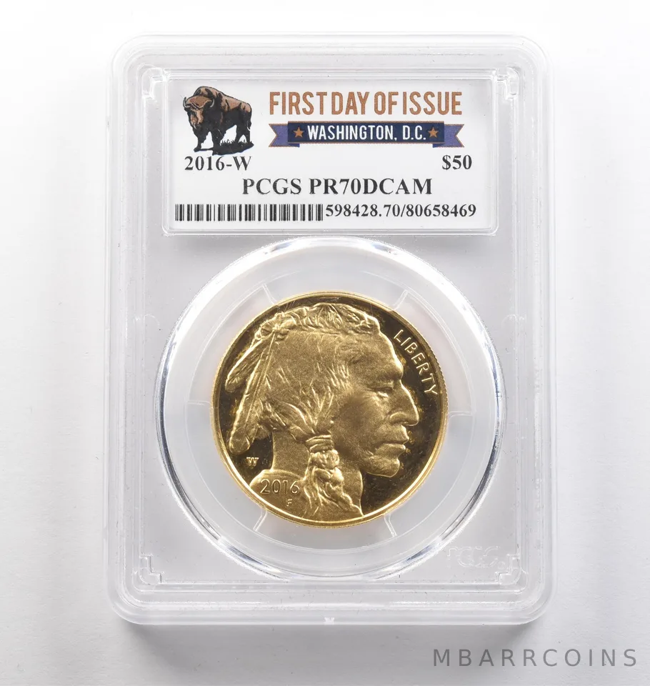 2016-W $50 American Gold Buffalo Washington DC FDOI 1 Oz PR70 DCAM PCGS a4031