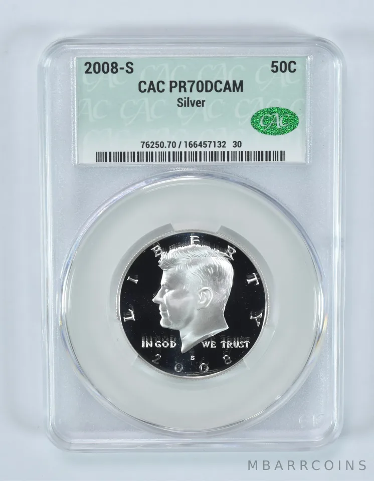 2008-S Kennedy Half Dollar Silver PR70 DCAM CAC CACg