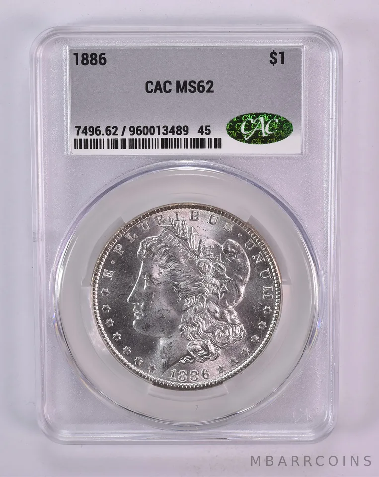 1886 Morgan Silver Dollar MS62 CAC CACg