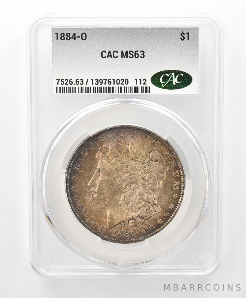 1884-O Morgan Silver Dollar MS63 CAC CACg Beautiful Tone a6618