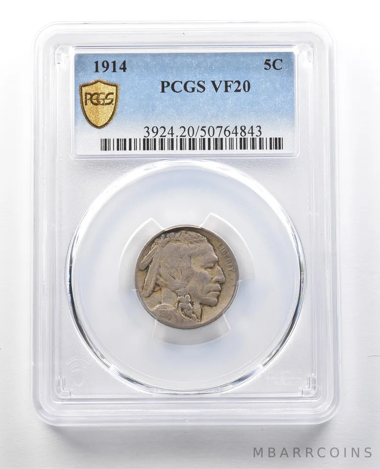1914 Indian Head Buffalo Nickel VF20 PCGS 1914/3 1914/1913 *1323