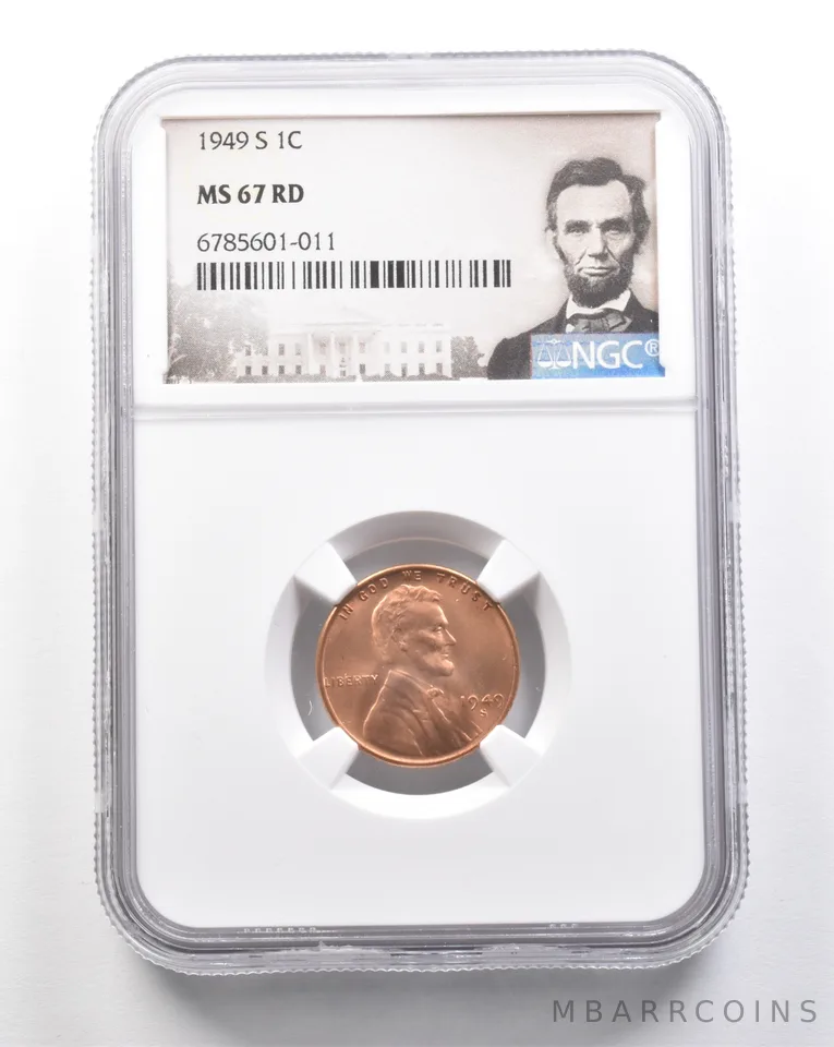 1949-S Lincoln Wheat Cent MS67 RD NGC a7465