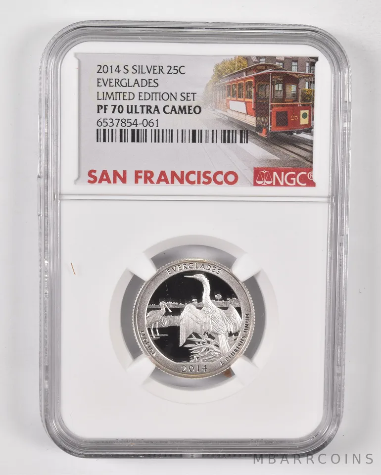 2014-S Silver PF70 UCam Everglades Quarter NGC Limited Edition SF Lbl