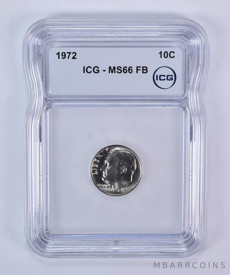 1972 Roosevelt Dime MS66 FB ICG
