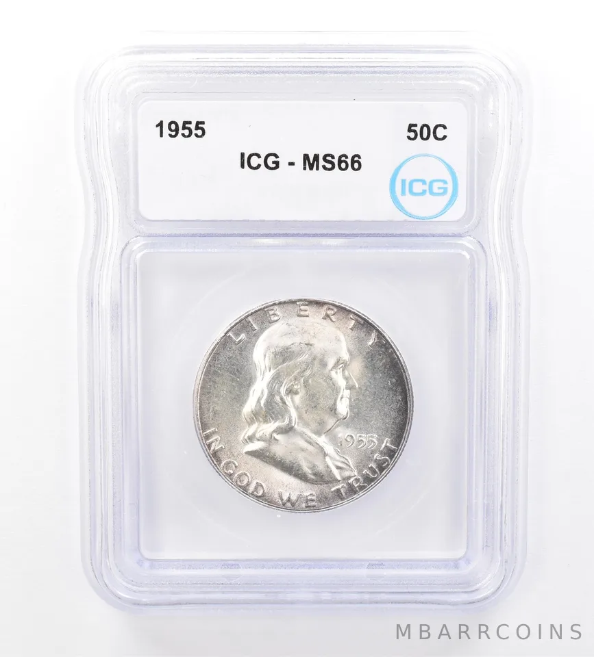 1955 Franklin Half Dollar MS66 ICG Peripheral Tone *1654