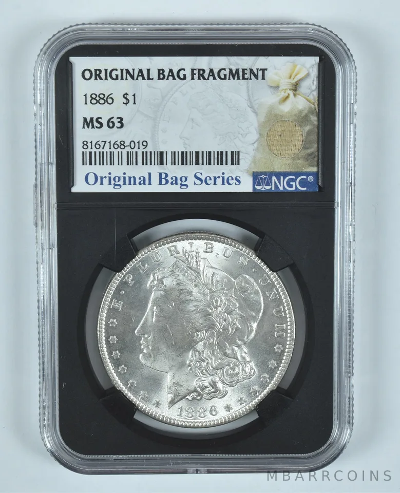 1886 Morgan Silver Dollar Original Bag Fragment MS63 NGC