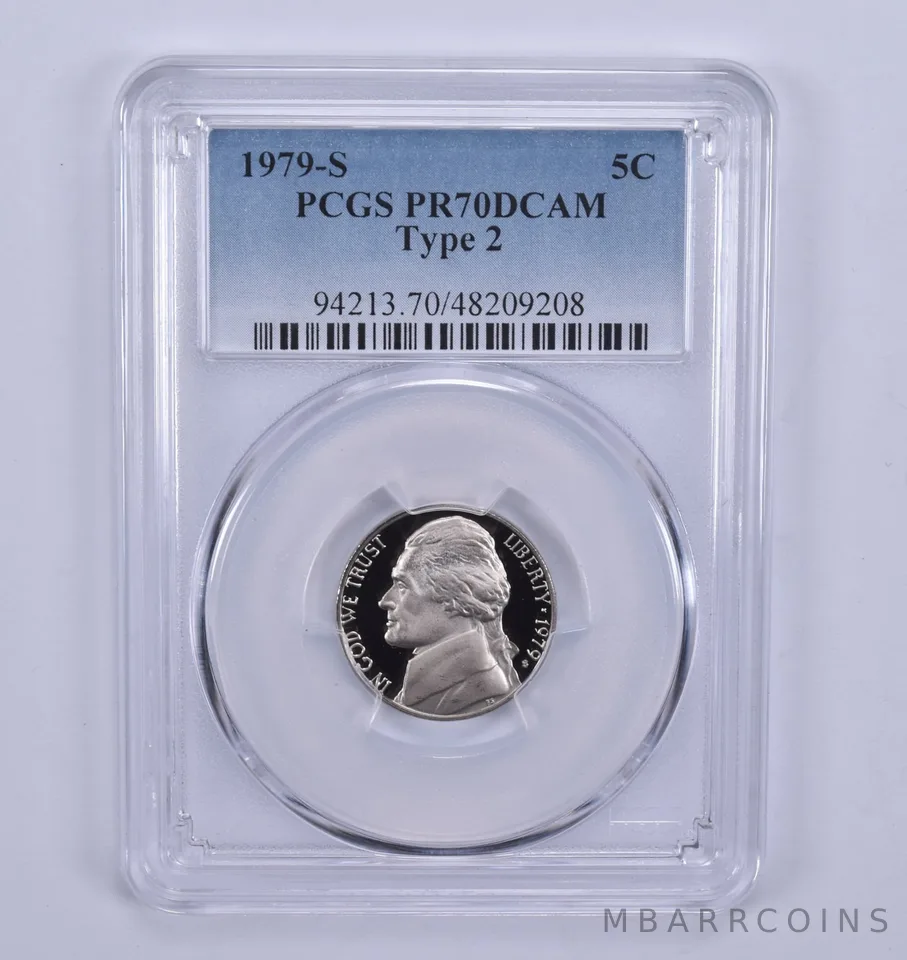1979-S Jefferson Nickel Type 2 PR70 DCAM PCGS Blue Label