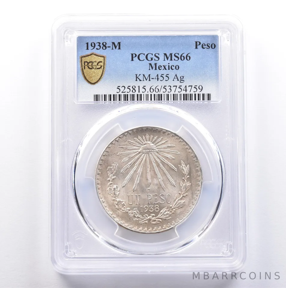 1938 M Mexico Peso Silver KM-455 MS66 PCGS *9048