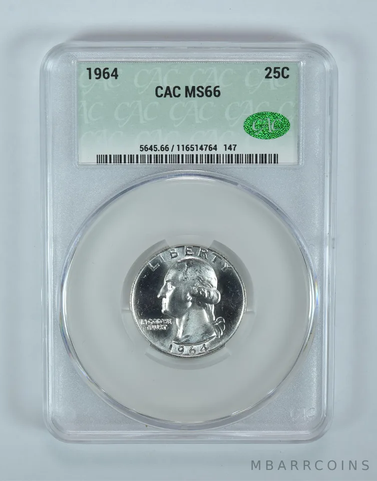 1964 Washington Quarter MS66 CAC CACg