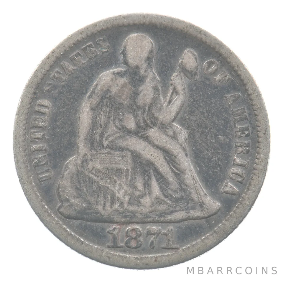 1871 Seated Liberty Dime Love Token G J M Victorian *4518