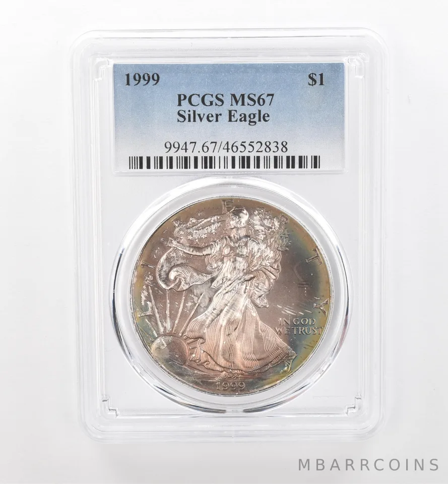 1999 American Silver Eagle MS67 PCGS Beautiful Tone *1765