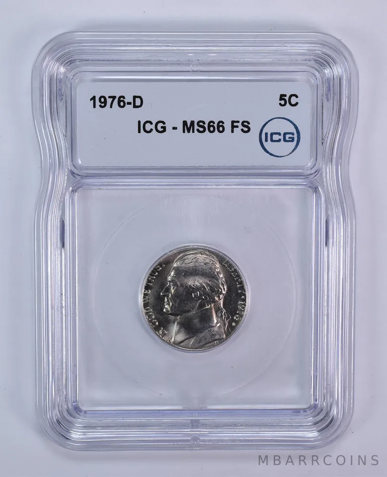 1976-D Jefferson Nickel MS66 FS ICG