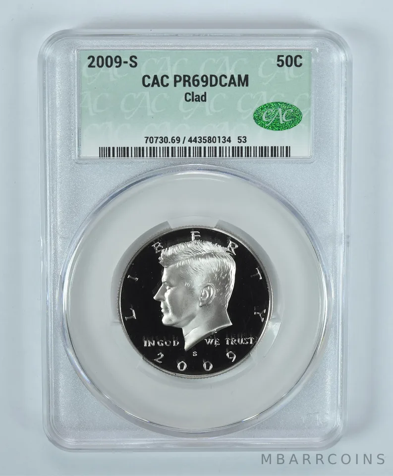 2009-S Kennedy Half Dollar CLAD PR69 DCAM CAC CACg