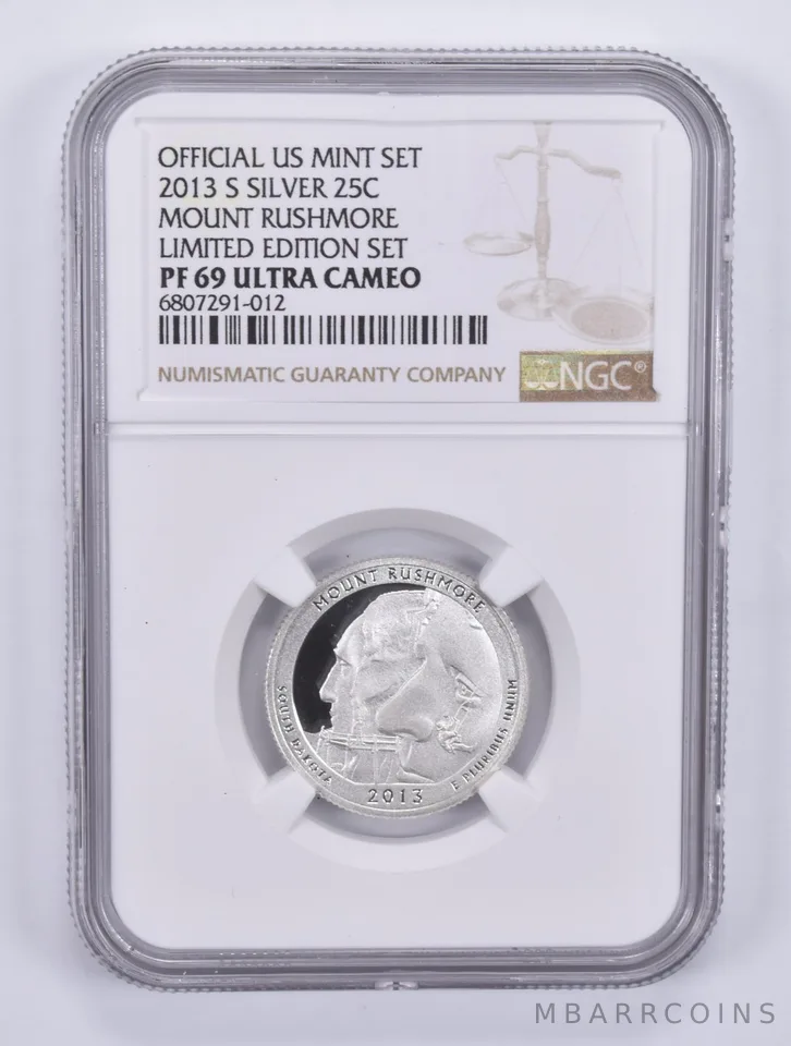 2013-S Quarter Silver Mount Rushmore Limited Edition Set PF69 UCAM NGC