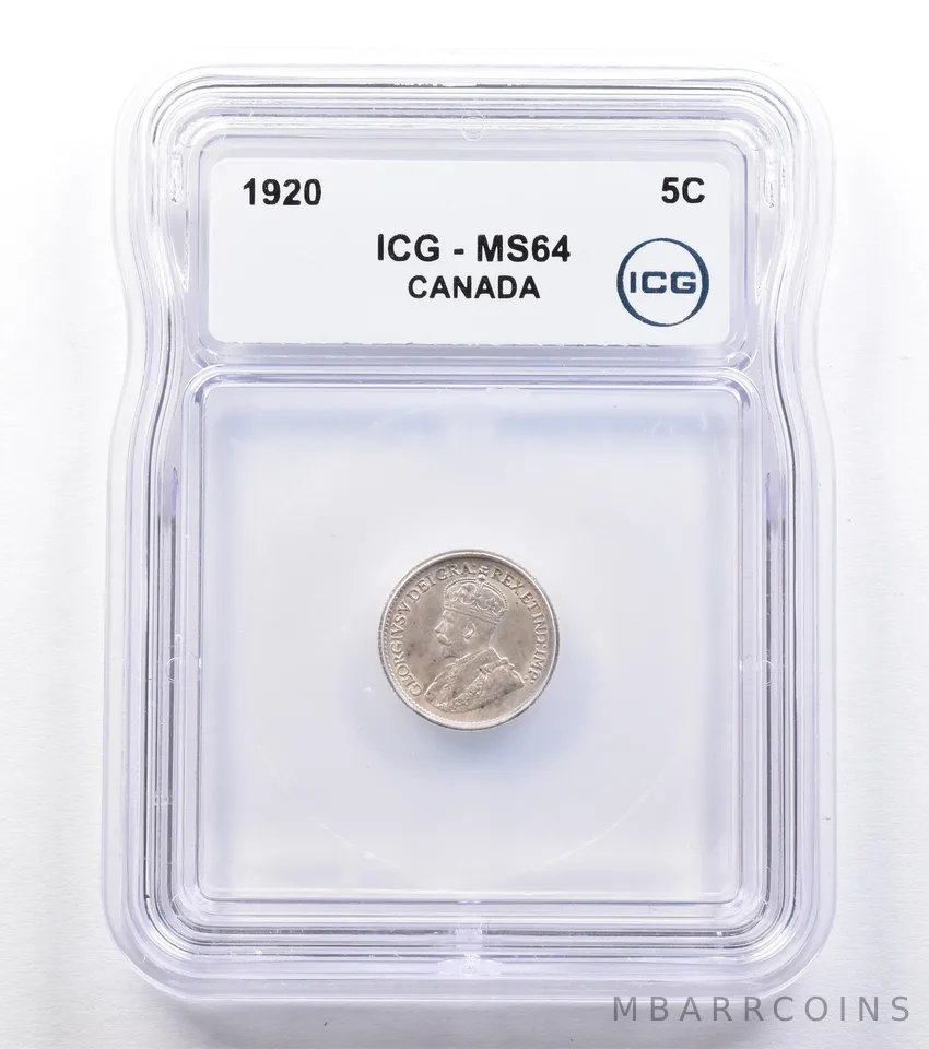 1920 Canada 5 Cents MS64 ICG *1809