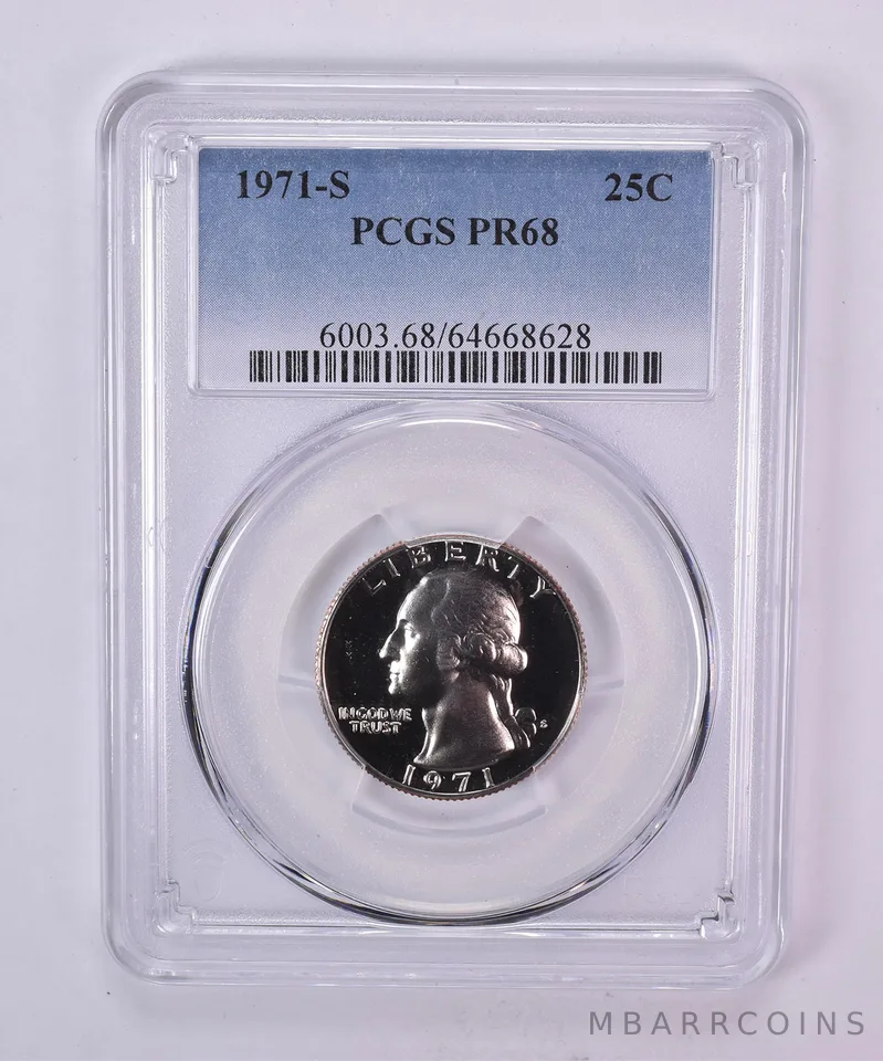 1971-S Washington Quarter PR68 PCGS Blue Label
