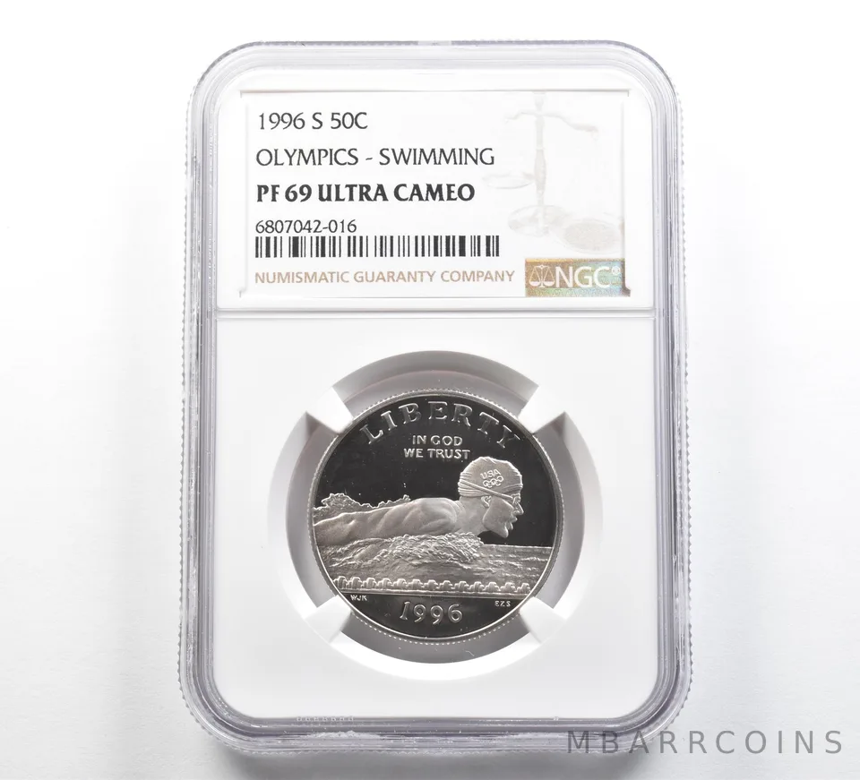 1996-S Olympic Swimming Commemorative Half Dollar PF69 UCAM NGC Brown Label