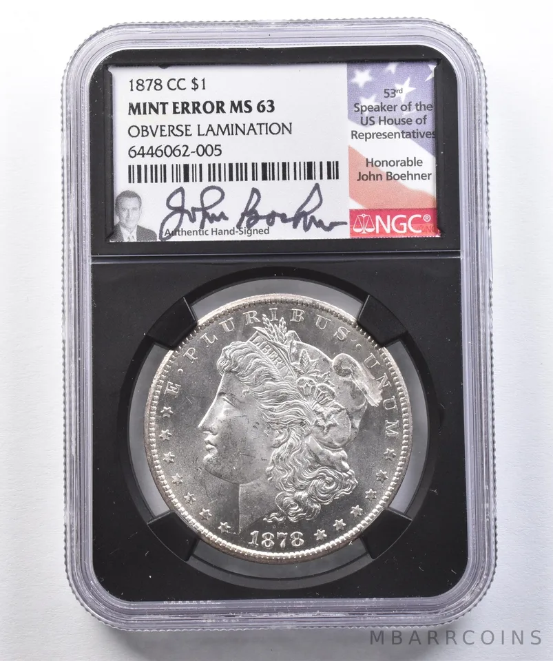 1878-CC Morgan Silver Dollar Mint Error Lamination MS63 NGC Boehner *2600