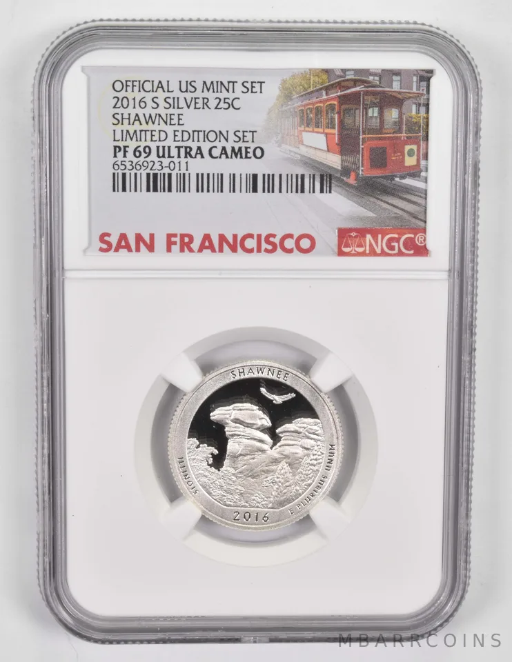 2016-S Silver PF69 Shawnee Quarter NGC Limited Edition San Fran Lbl