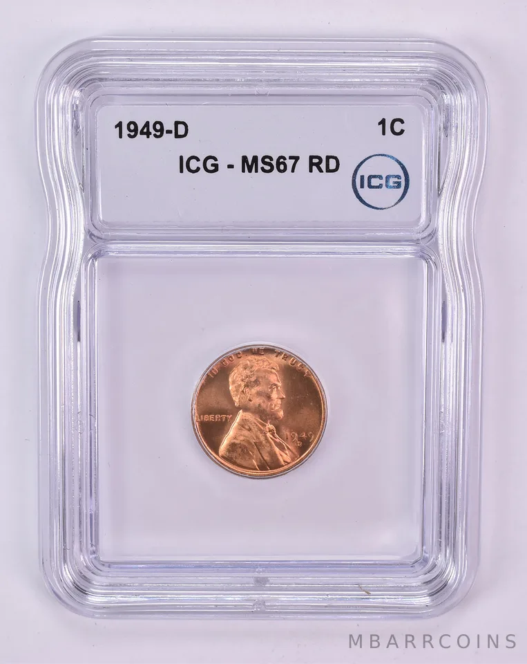 1949-D Lincoln Wheat Cent MS67 RD ICG